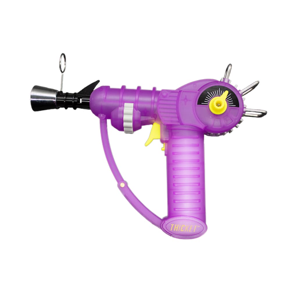 Glow In The Dark Real Life Ray Gun Torch - Purple ray gun with yellow accents and black nozzle