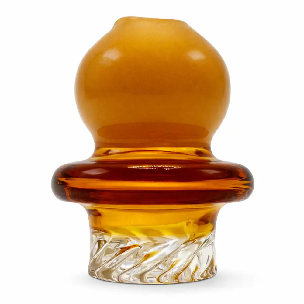 Riptide vortex ball carb cap with translucent amber glass and twisted base