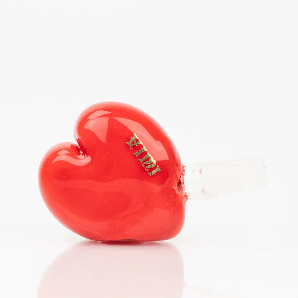 Vibrant red glossy Sakibomb heart bowl piece glass pipe
