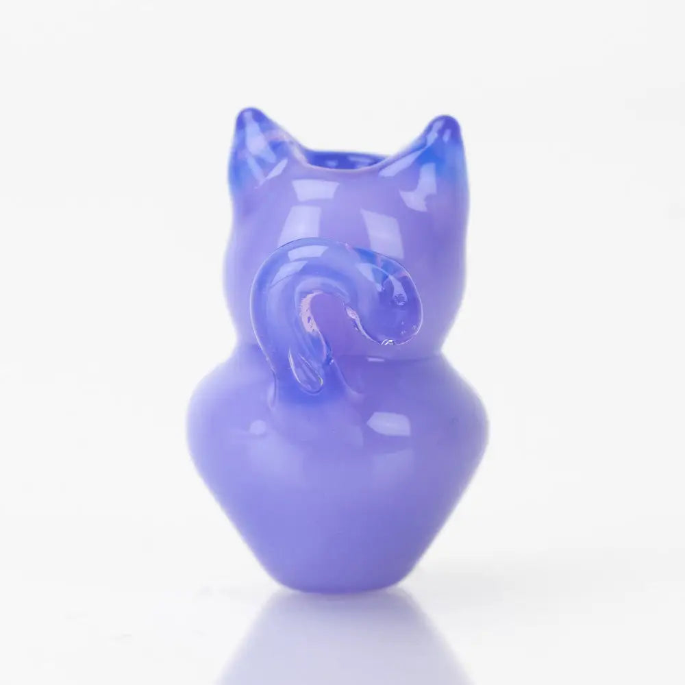 Translucent purple Sakibomb Kitty Carb Cap glass pipe with cat shape