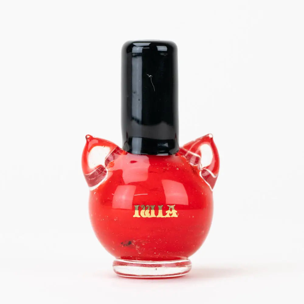 Sakibomb kitty red nail polish bottle with cat ears and glossy cap