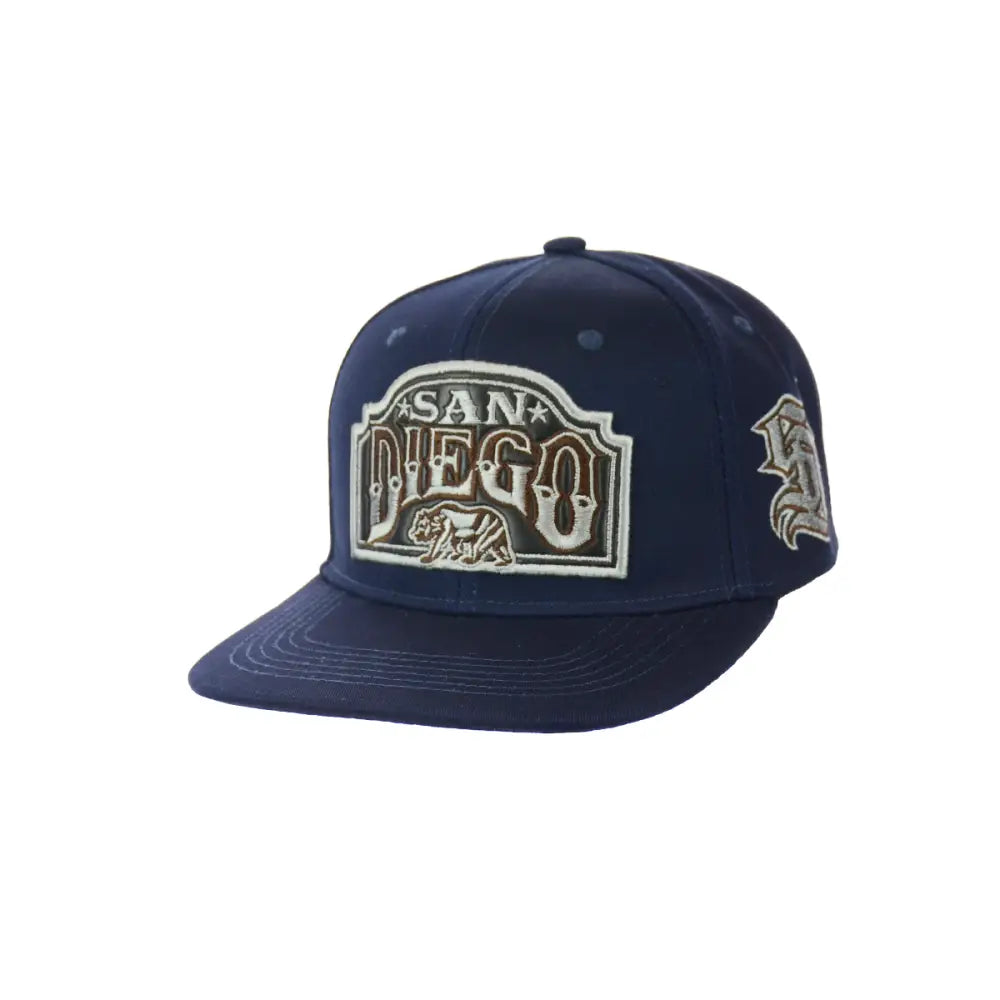 Navy blue San Diego embroidered snapback hat, stylish and comfortable embroidered snapback hat