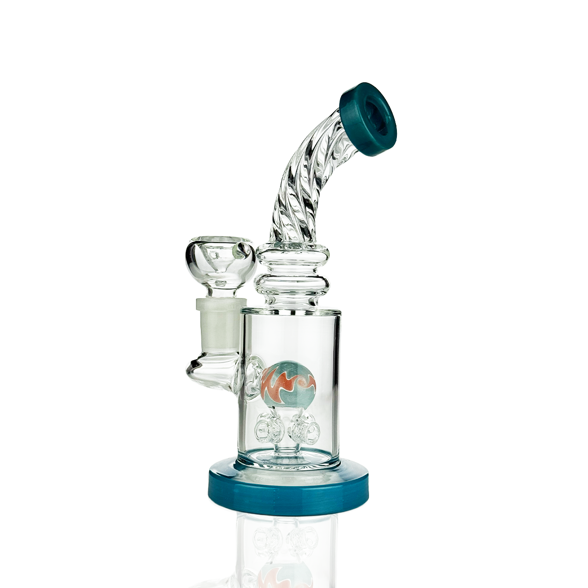 Spherical Water Pipe Rig with Colored Rod Accent