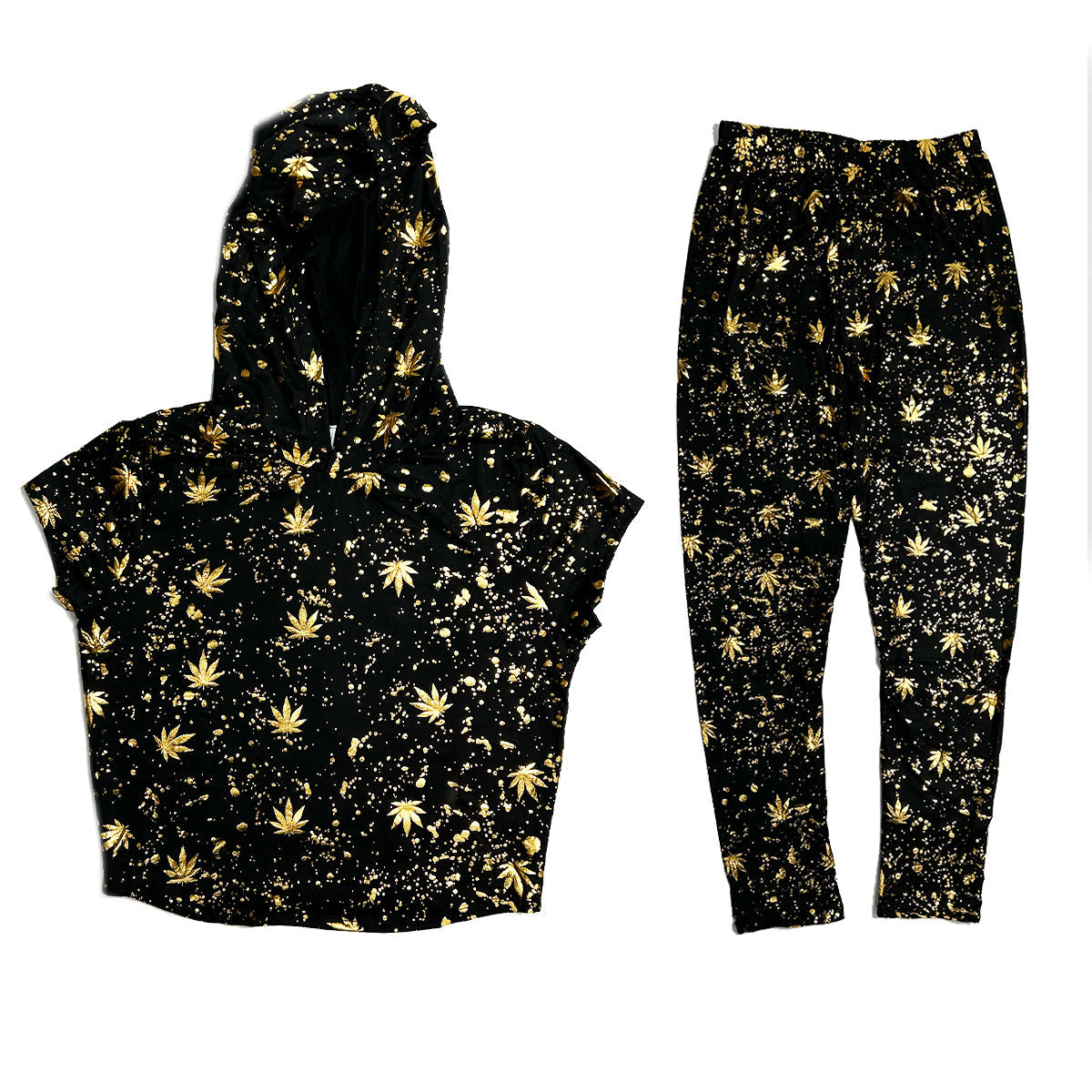 Women's Golden Leaf Crop Hoodie & Jogger Set