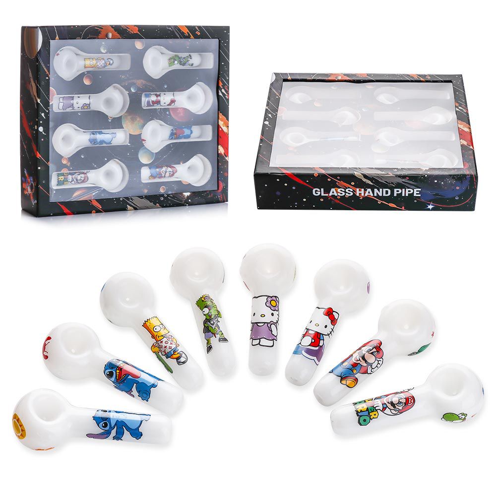 Playful Decal Glass Spoon Hand Pipe