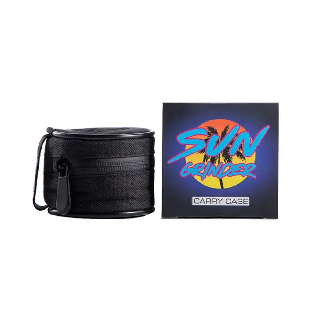 Sungrinder carrying case for black cylindrical camera lens with retro box