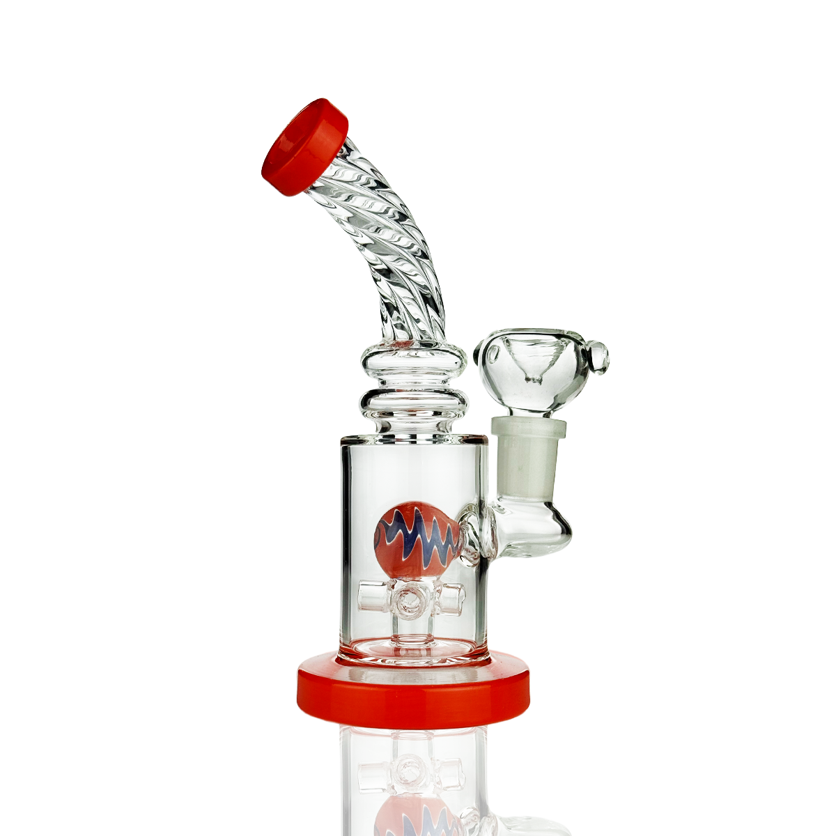 Spherical Water Pipe Rig with Colored Rod Accent