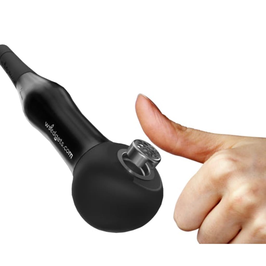 Black handheld vaporizer featuring incredible coughless technology for smooth, cool hits