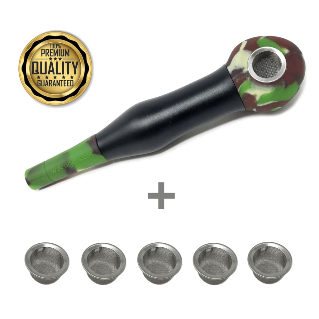 Camouflage-patterned smoking pipe with incredible coughless technology for smooth, cool hits