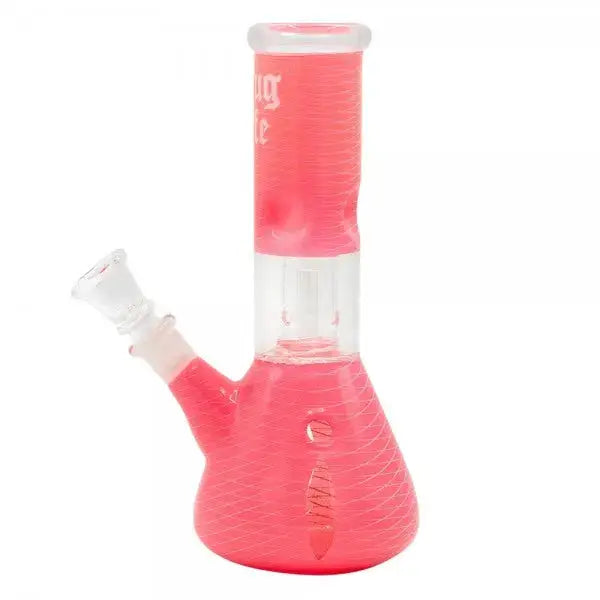 Thug Life pink geometric glass water pipe with web texture