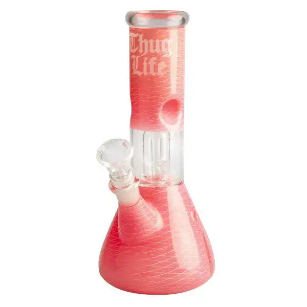 Thug life pink geometric glass water pipe with clear central tube