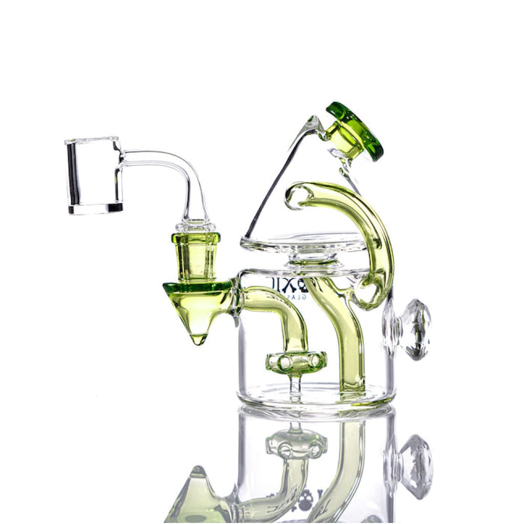 Toxic Cone Recycler Diamond Rig - Unique Dab Rig With Green Accents And Multiple Chambers