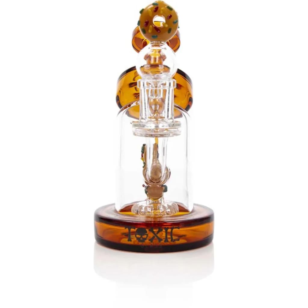Toxic Donut Recycler Rig - Amber Accents & Intricate Percolator For Outrageous Dab Sessions