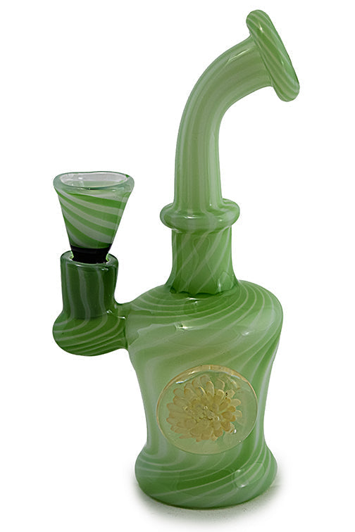 Compact Slime Green Water Pipe with Marble Accent