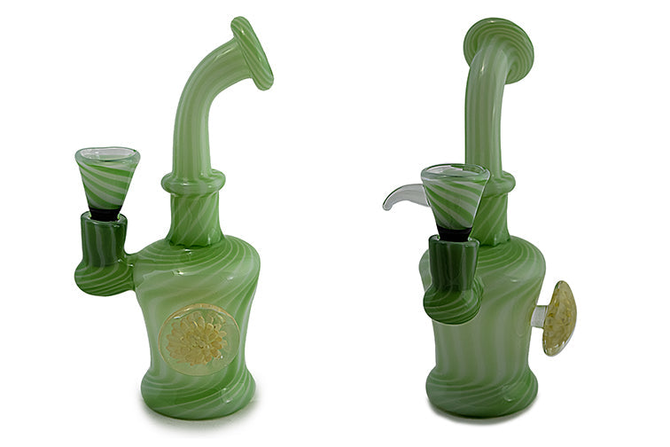 Compact Slime Green Water Pipe with Marble Accent