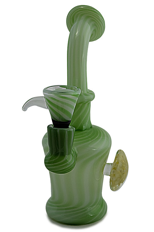 Compact Slime Green Water Pipe with Marble Accent
