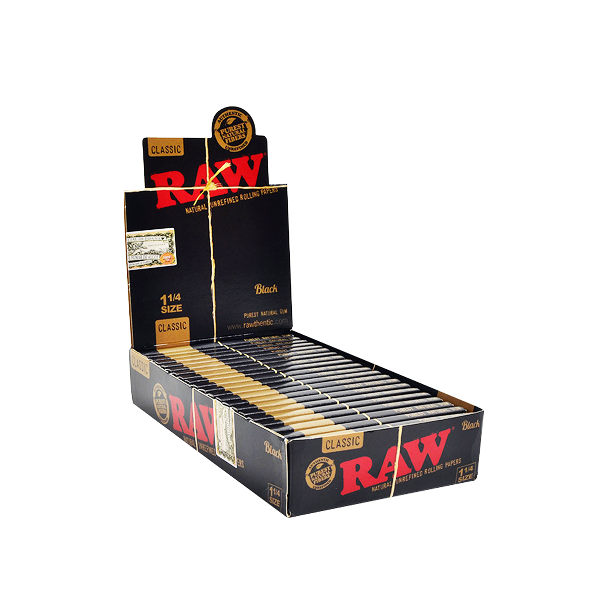 Raw Black 1 1/4" Ultra-Thin Rolling Papers (24-Pack)