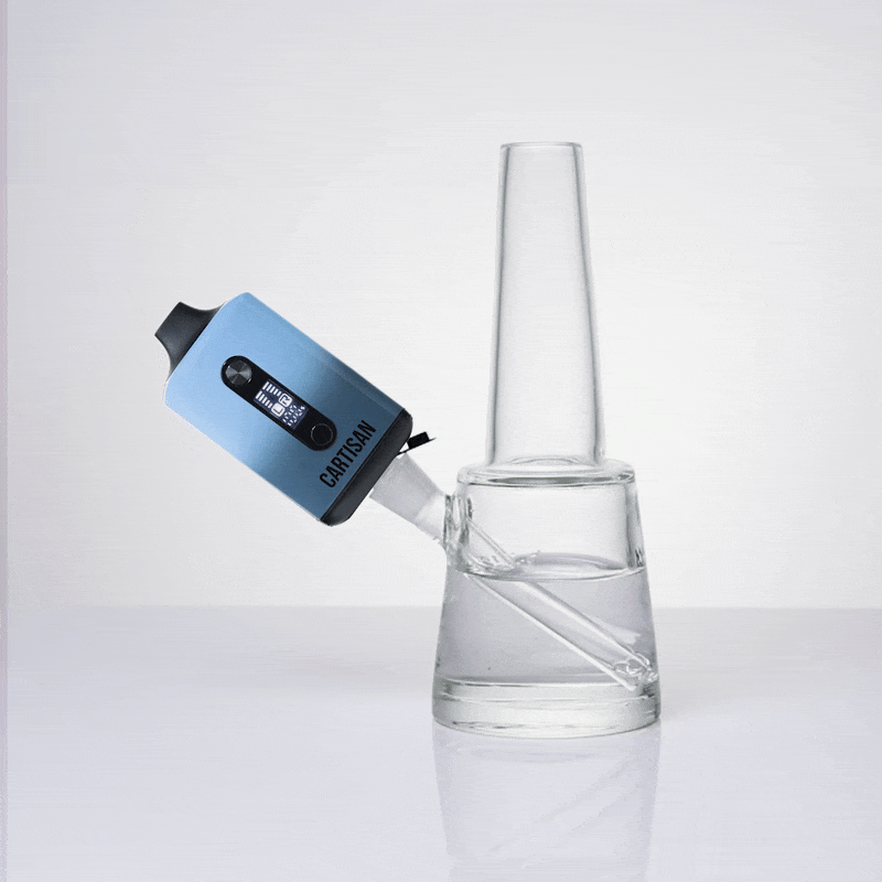 Veil Bar Duo 510 vape pen with water pipe attachment and blue gradient design