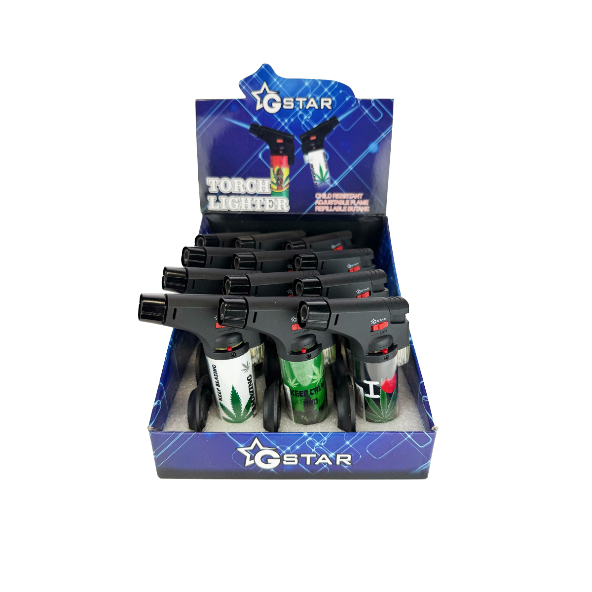 Botanical Leaf Print Table Torches - 12 Piece Set