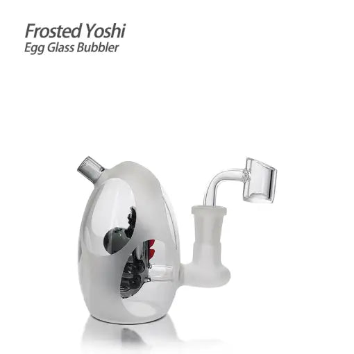 Frosted Yoshi Egg Glass Bubbler featuring unique Dinosaur Design for vibrant smoking experience