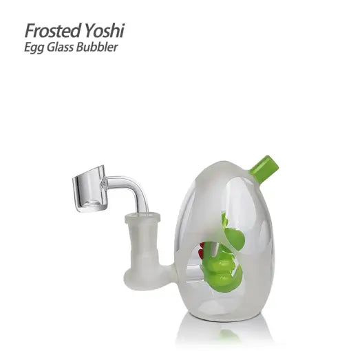 Frosted Yoshi Egg glass bubbler showcasing a unique Dinosaur design for collectors