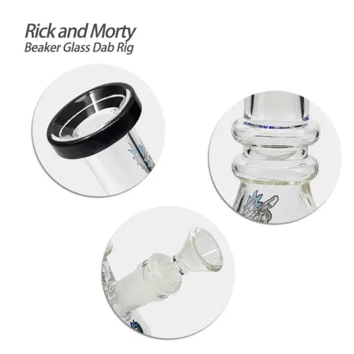 Rick and Morty beaker glass dab rig with diffused removable downstem