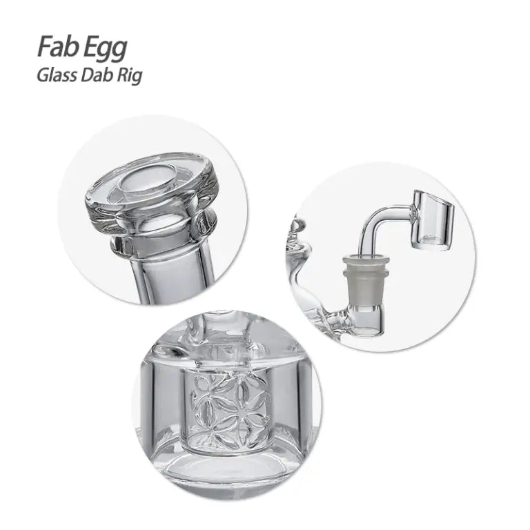 Fab Egg Glass Dab Rig with Floral Etched Base and Quartz Banger
