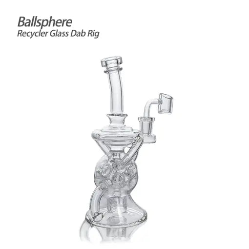 Ballsphere Recycler Glass Dab Rig with Clear Geometric Design