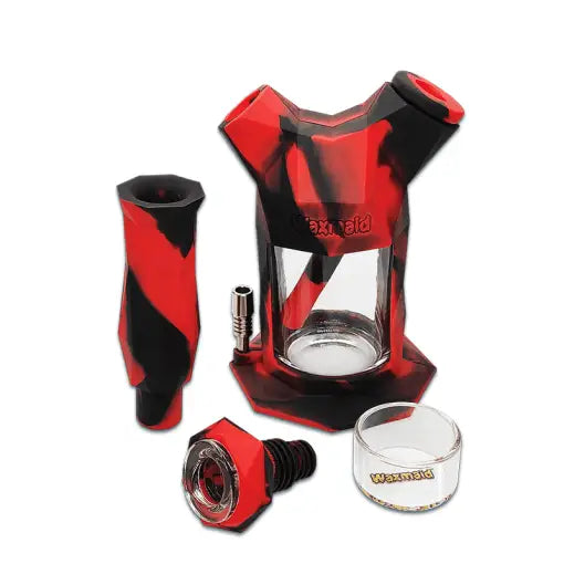 Waxmaid Gemini 2-in-1 nectar collector kit with red black silicone vaporizer