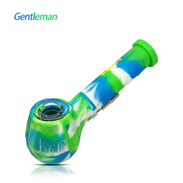 Colorful glass Waxmaid Gentleman handpipe & nectar collector for dabbing wax