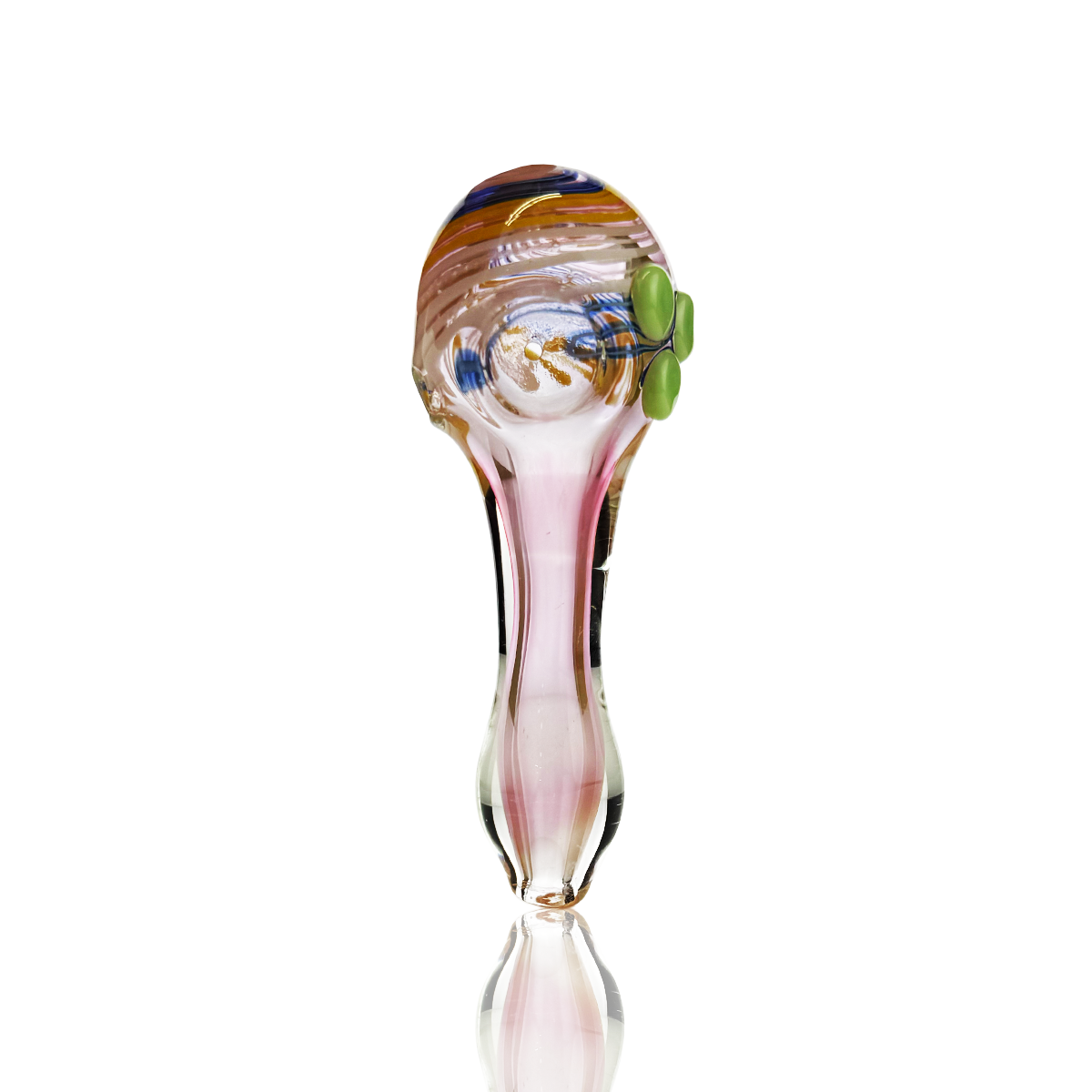 Gold Fume Spiral Design Glass Hand Pipe 4.5"
