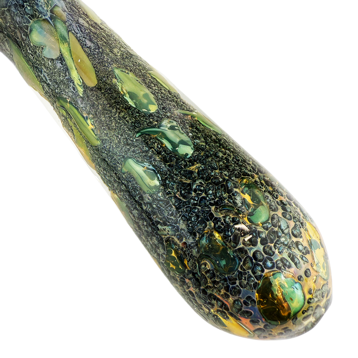 Gold Fume Glass Hand Pipe with Black Frit Accent