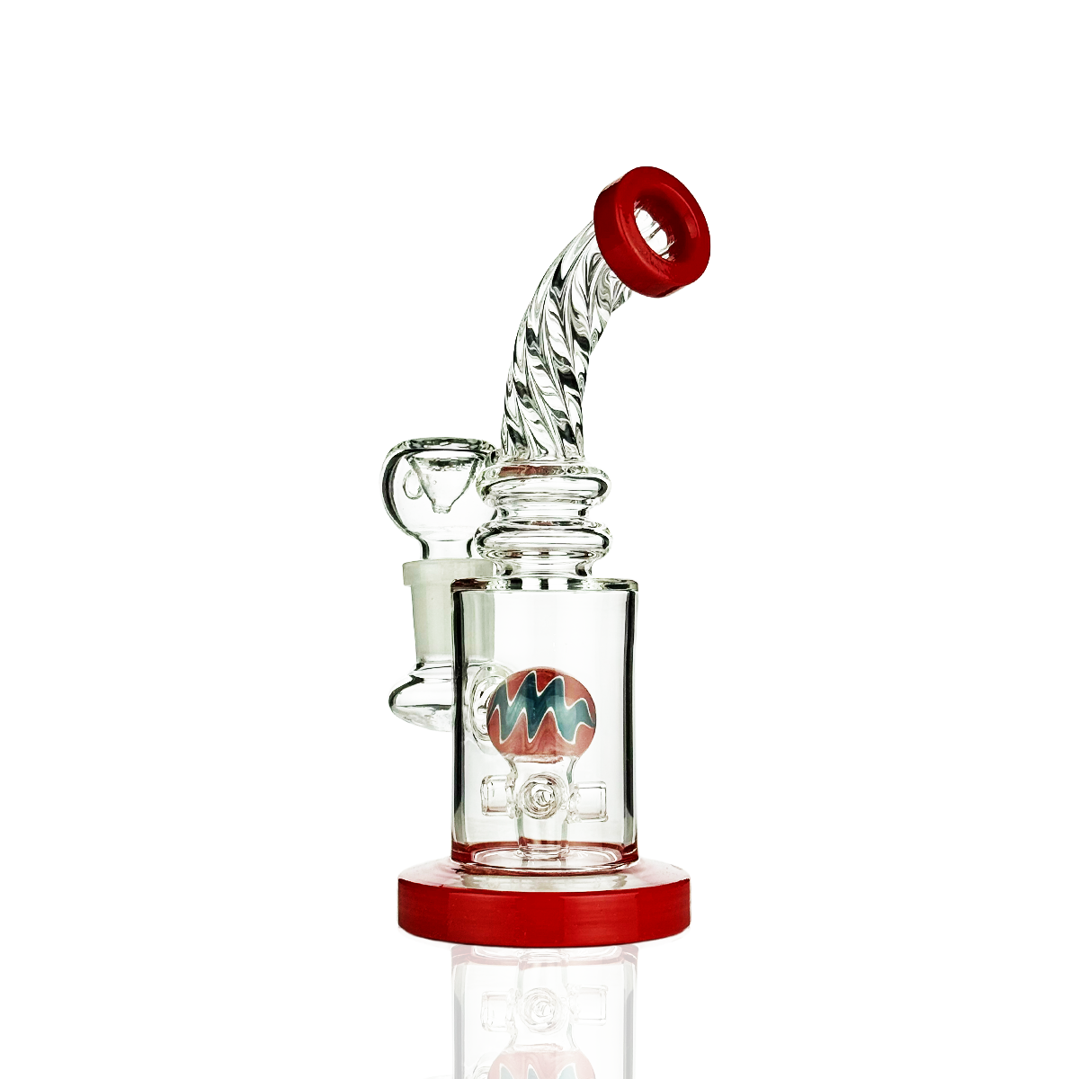 Spherical Water Pipe Rig with Colored Rod Accent