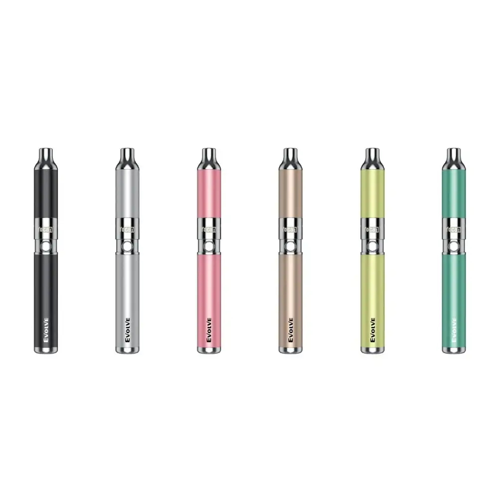 Yocan concentrate vaporizer Evolve in 6 sleek colors: black, silver, pink, gold, lime green, teal