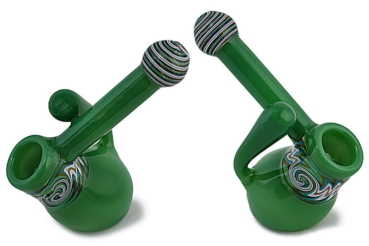 Milky Wig Wag Glass Bubbler with Side Handle