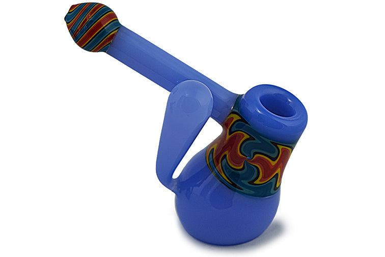 Milky Wig Wag Glass Bubbler with Side Handle