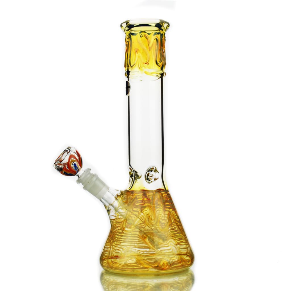 12 Inch Fume Glass American Made Beaker Bong in Yellow