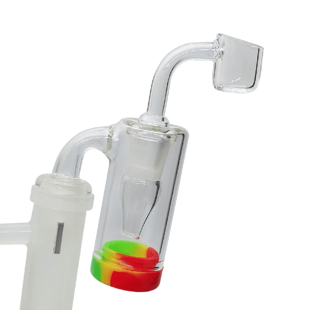 Glass Reclaim Catcher With Colorful Silicone Base And Curved Neck For Male Joint Bubbler 90°
