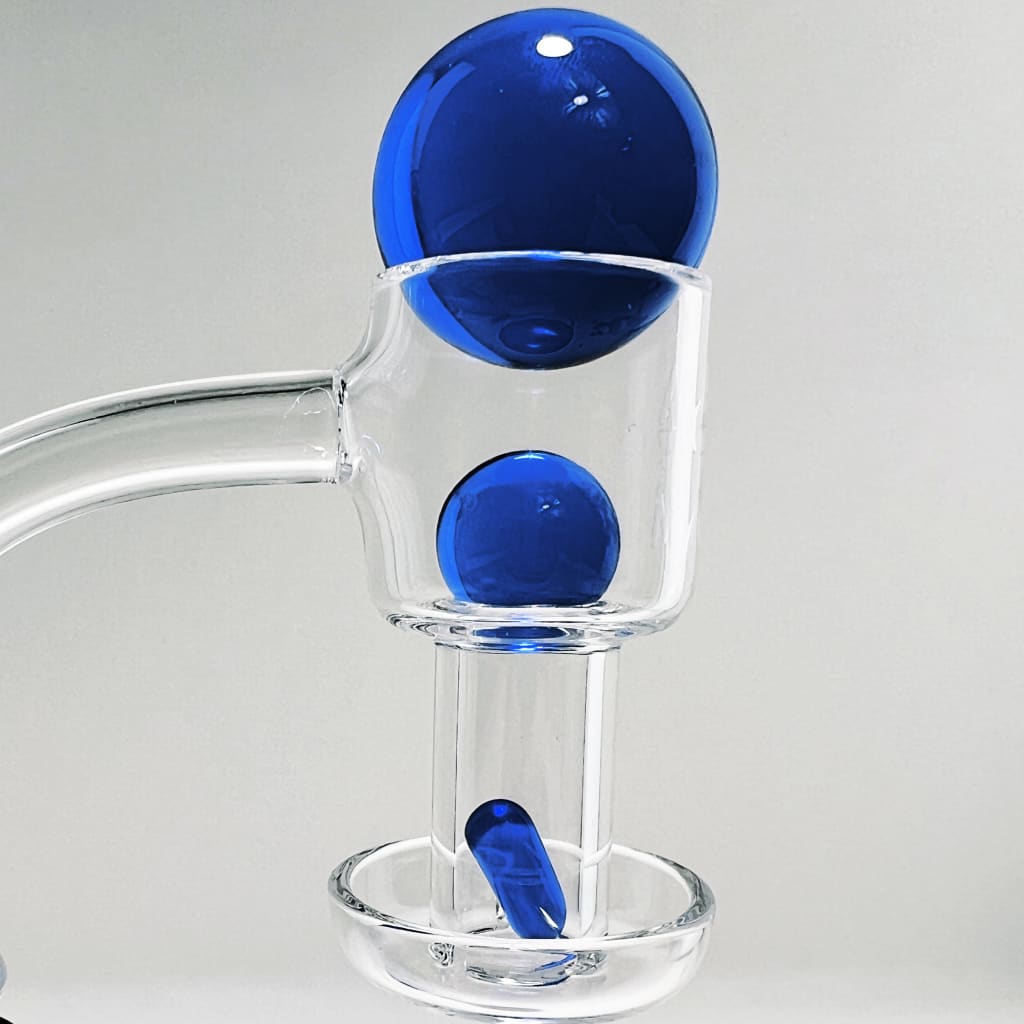Clear glass AFM Unicorn Recycler dab rig with blue accents for unique dry herb