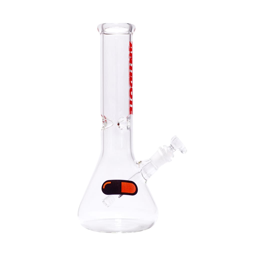 ’antidote Glass Red Eye Beaker With Red Logo And Orange-black Accent Water Pipe Bong.’