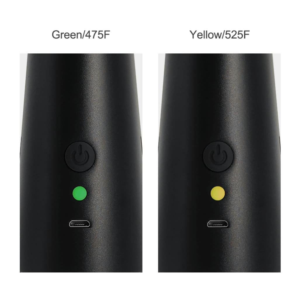 Instant-heat Ares Dab Rig with ultra-thin quartz chip, green and yellow indicator lights