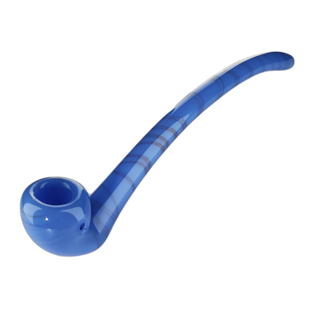Powder Blue Slime Sherlock Pipe - Blue Ceramic Smoking Pipe with Curved Stem