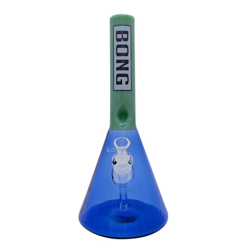 Massive beaker base bong in blue and green sleek color