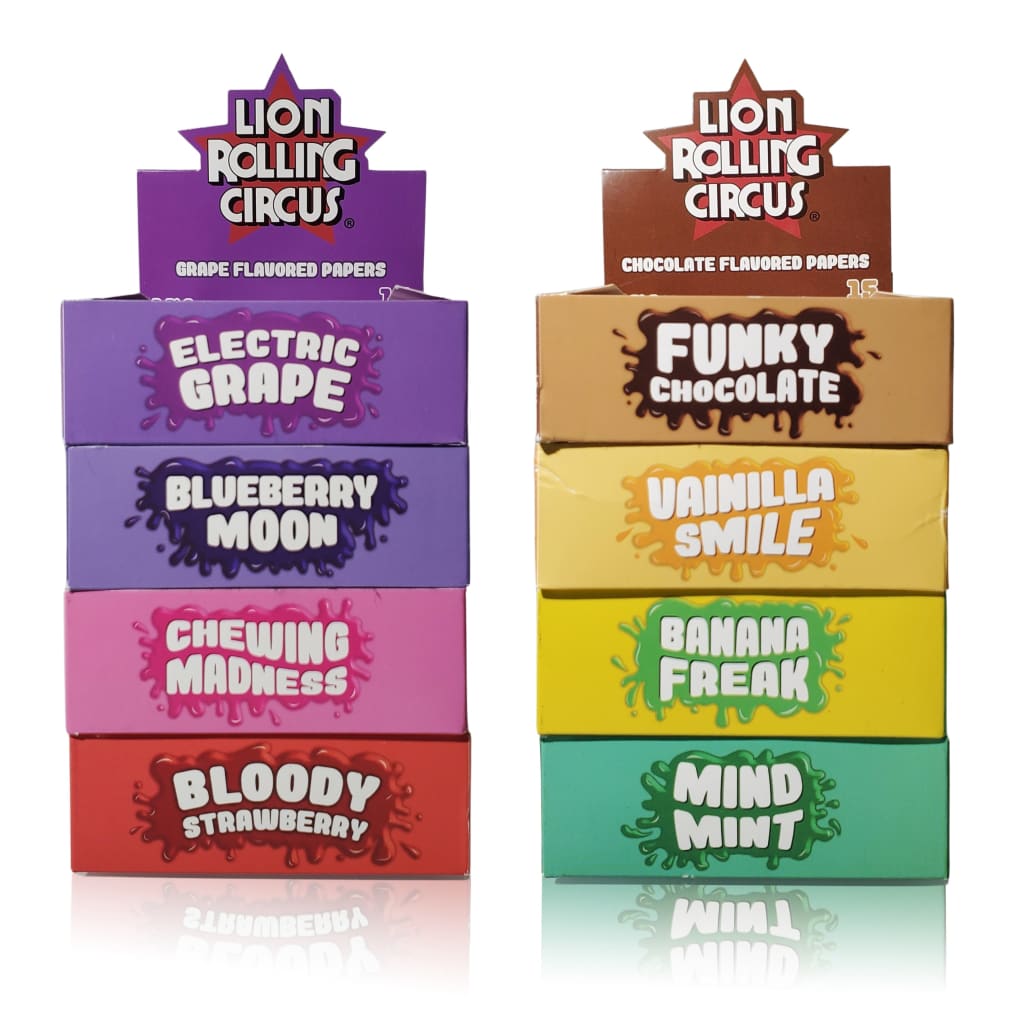 Colorful Lion Rolling Circus flavored rolling papers in fruit and candy flavors