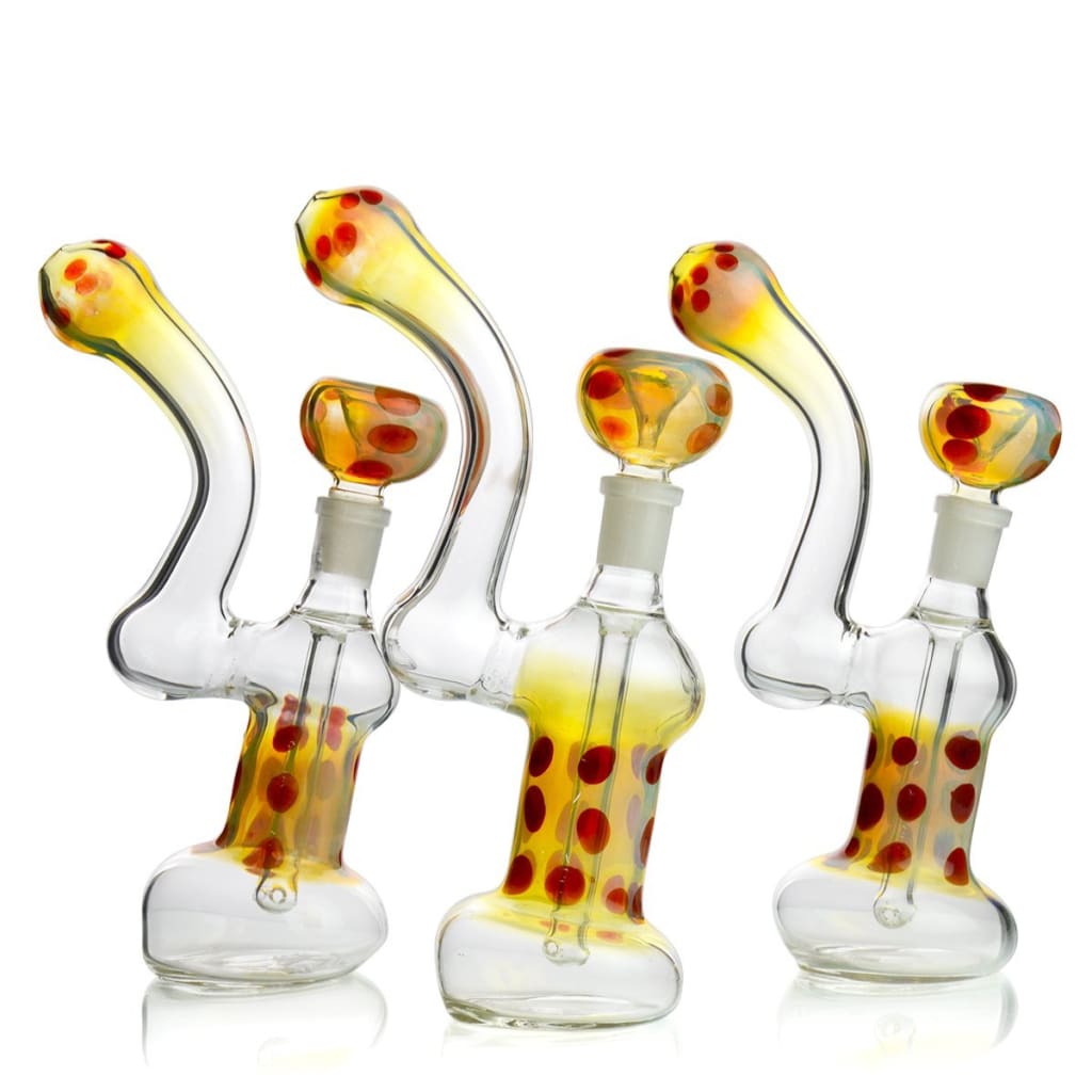 Fumed Color Dots Bong With Large Shower-head Perc And Male Bubble Bowl In Vibrant Designs