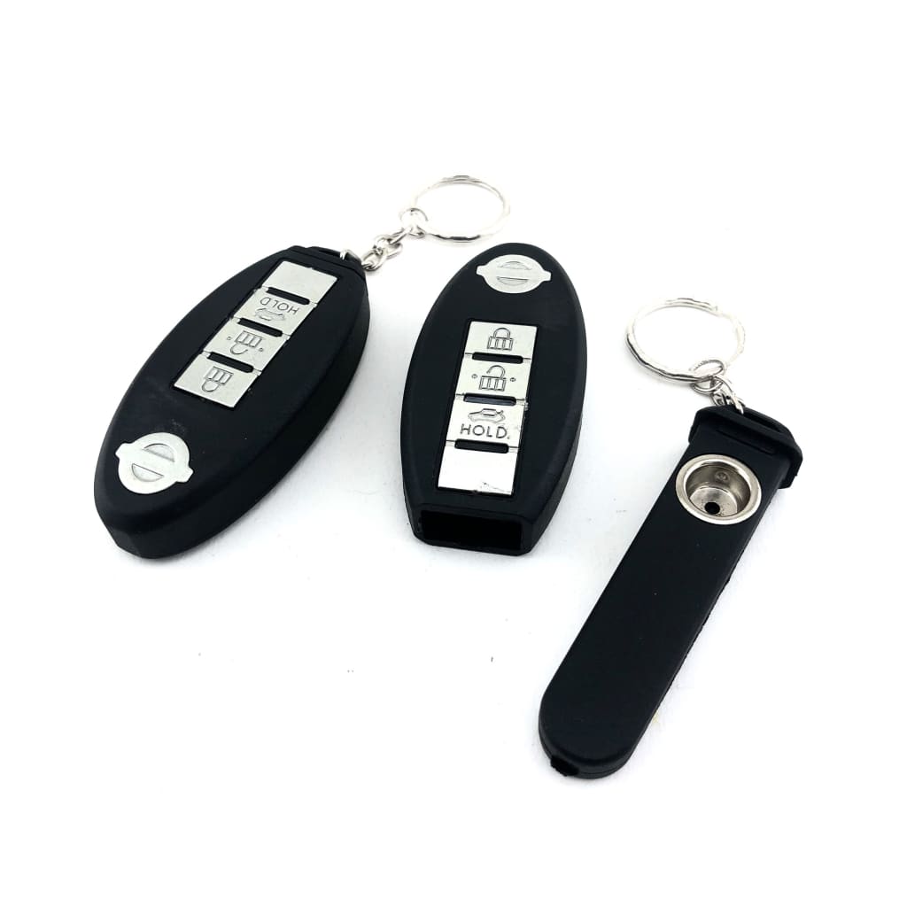 Car key fobs with buttons and a keychain attachment for the perfect portable pipe