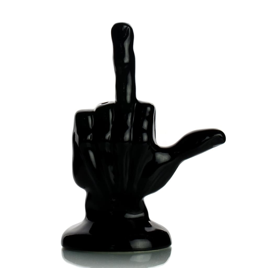 Black ceramic middle finger hand pipe sculpture - Ceramic Middle Finger Hand Pipe 7