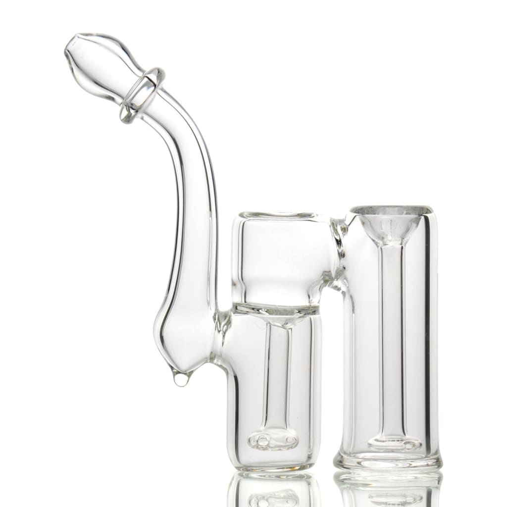 Clear glass water pipe with curved neck & chambers for enhanced smoking experience