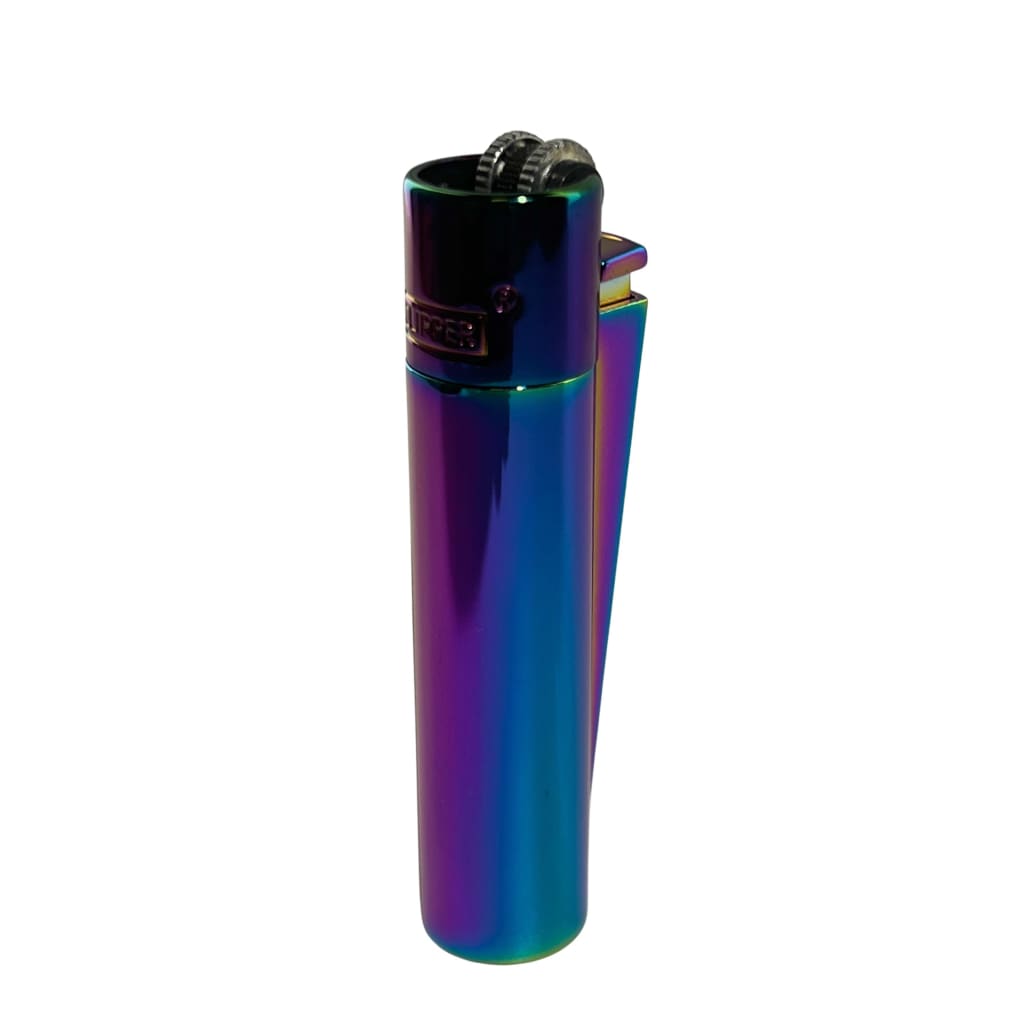 Clipper Metal Icy lighter with polished rainbow chrome finish for a sleek, stylish look