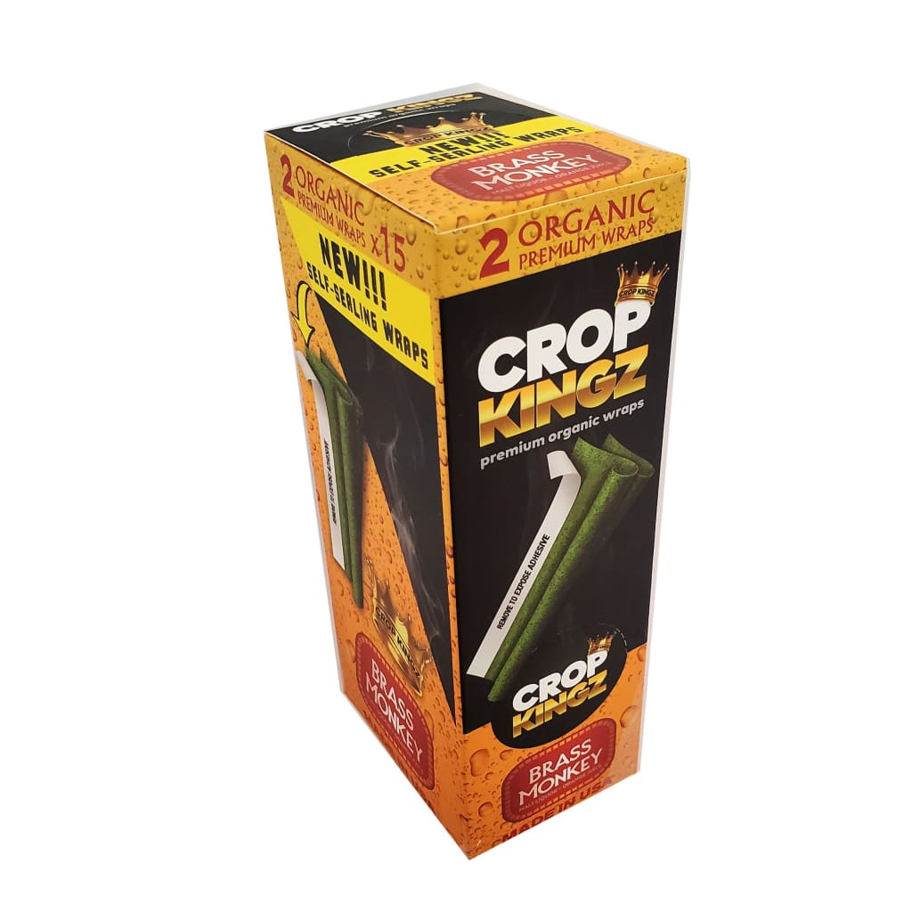 Box of Crop Kingz Premium Organic Hemp Wraps in Brass Monkey flavor